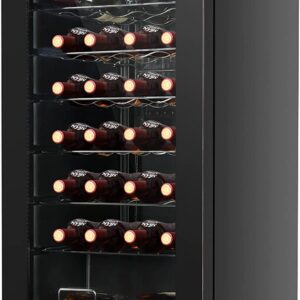 LEONARD USA 82 L Inverter Wine Cooler l Touch Control l Toughened Glass Door with UV-Protection l LED Interior Light (Based on American Technology) (Black, LEUSA95GDIWC, Single Door)