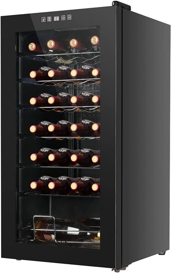 LEONARD USA 82 L Inverter Wine Cooler l Touch Control l Toughened Glass Door with UV-Protection l LED Interior Light (Based on American Technology) (Black, LEUSA95GDIWC, Single Door)
