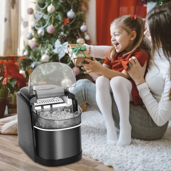 LEONARD USA Ice Cube Maker Machine with Self-Cleaning Function, Automatic with Inverter Technology, Makes Instant Bullet Ice Cubes in 6-8 Minutes, 26 lbs/day (Black) (Based on American Technology)