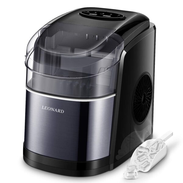 LEONARD USA Ice Cube Maker Machine with Self-Cleaning Function, Automatic with Inverter Technology, Makes Instant Bullet Ice Cubes in 6-8 Minutes, 26 lbs/day (Black) (Based on American Technology) (Copy)