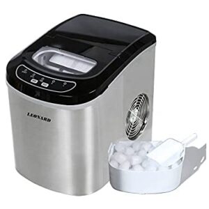 LEONARD USA Ice Maker Machine Stainless Steel Automatic with Inverter Technology, Makes Instant Bullet Ice Cubes in 7-9 Minutes, 26 lbs/day (Based on American Technology) (LEUSAICM5)