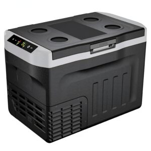 LEONARD USA Car Fridge Cooler Freezer 35 L With Compressor, Vehicle Refrigerator With 12/24V DC 110-240V AC For Indian Cars, SUV, RV, Camping, Outdoor (Black) (Based On American Technology)