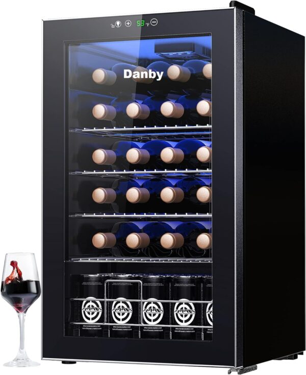 Danby USA 135 L Inverter Wine Chiller l Wine Cooler l Touch Control l Toughened Glass Door with UV-Protection l LED Interior Light l Stainless Steel Shelves for Indian Home Bars & Rooms