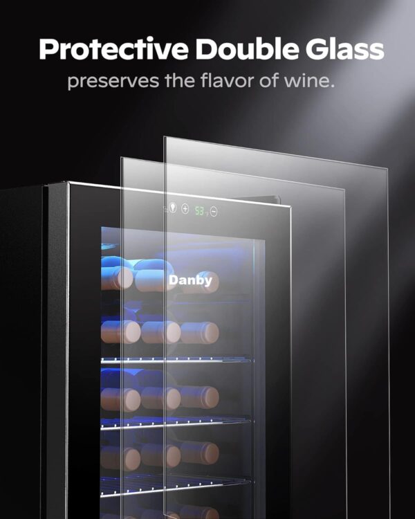 Danby USA 135 L Inverter Wine Chiller l Wine Cooler l Touch Control l Toughened Glass Door with UV-Protection l LED Interior Light l Stainless Steel Shelves for Indian Home Bars & Rooms