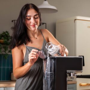 LEONARD USA 20 BAR Inverter Mini Magic Coffee Machine Espresso l PID Control l Lungo at home double boiler design | Integrated the bean grinder (Based on American Technology) Black