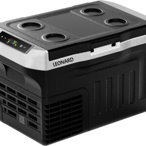 LEONARD USA Car Fridge Cooler Freezer 25 L With Compressor, Vehicle Refrigerator With 12/24V DC 110-240V AC For Indian Cars, SUV, RV, Camping, Outdoor (Black) (Based On American Technology)