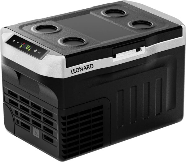 LEONARD USA Car Fridge Cooler Freezer 21 L With Compressor, Vehicle Refrigerator With 12/24V DC 110-240V AC For Indian Cars, SUV, RV, Camping, Outdoor (Black) (Based On American Technology)