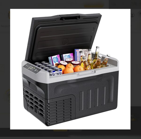 LEONARD USA Car Fridge Cooler Freezer 21 L With Compressor, Vehicle Refrigerator With 12/24V DC 110-240V AC For Indian Cars, SUV, RV, Camping, Outdoor (Black) (Based On American Technology)