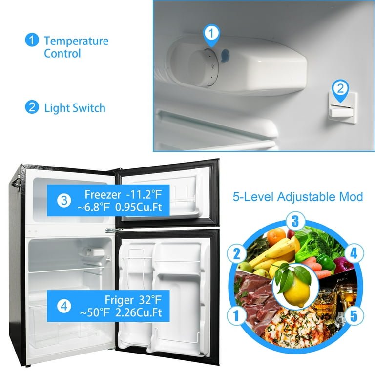 LEONARD USA 115 L Inverter Double Door Mini Fridge for Home Small Fridge with Separate Deep Freezer Compartment & Interior Light for Bar (Based on American Technology) (Black & Silver)