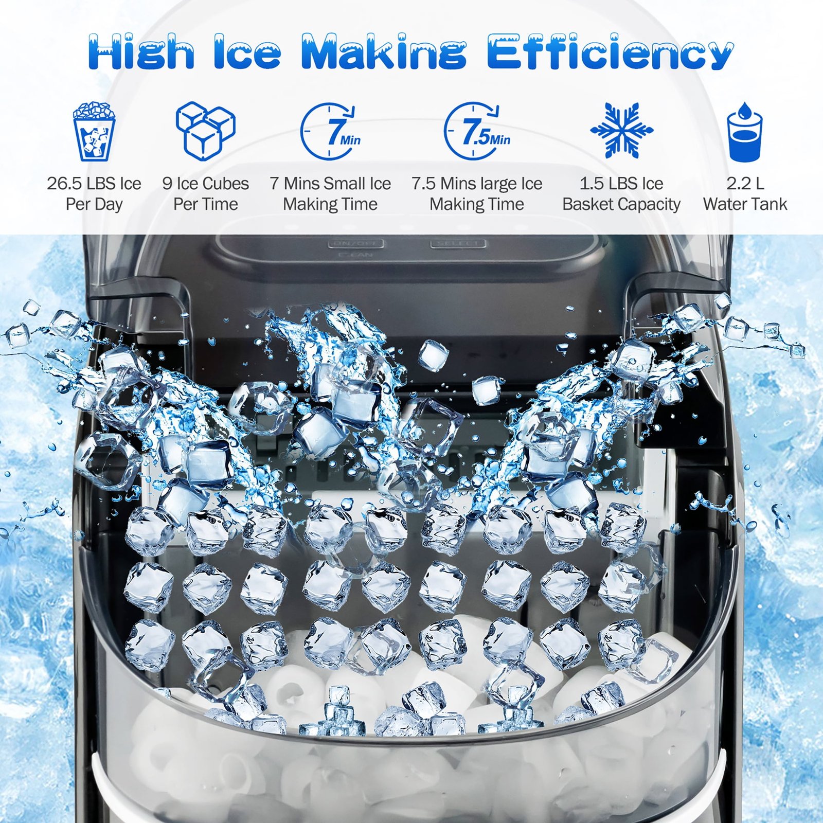 LEONARD USA Ice Cube Maker Machine with Self-Cleaning Function, Automatic with Inverter Technology, Makes Instant Bullet Ice Cubes in 6-8 Minutes, 26 lbs/day (Black) (Based on American Technology) - Image 19