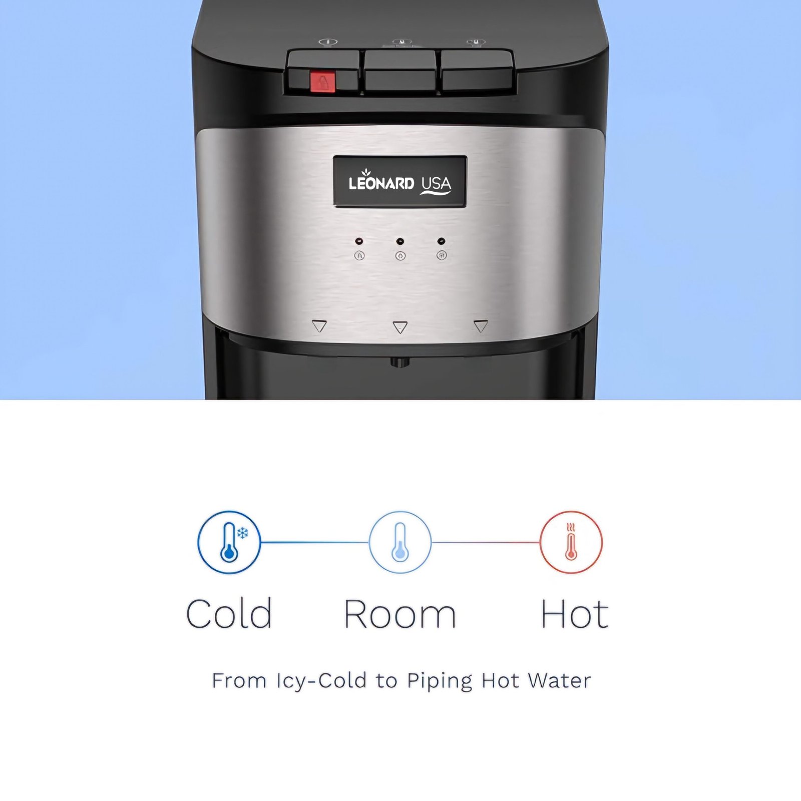 LEONARD Usa Bottom Loading Water Dispenser Stainless Steel Hot, Cold & Normal For Home, Office Or Bar, Based On American Technology (Stainless Steel & Black), 5 Liters