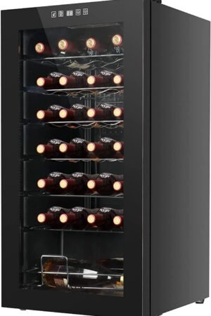 LEONARD USA 82 L Inverter Wine Chiller l Touch Control l Toughened Glass Door with UV-Protection l LED Interior Light (Based on American Technology) (Single Door, Black)