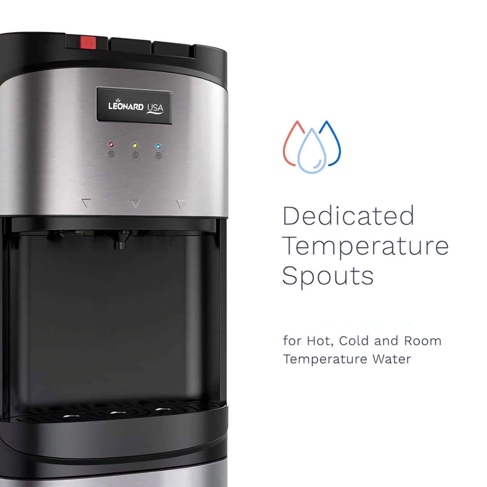 LEONARD Usa Bottom Loading Water Dispenser Stainless Steel Hot, Cold & Normal For Home, Office Or Bar, Based On American Technology (Stainless Steel & Black), 5 Liters