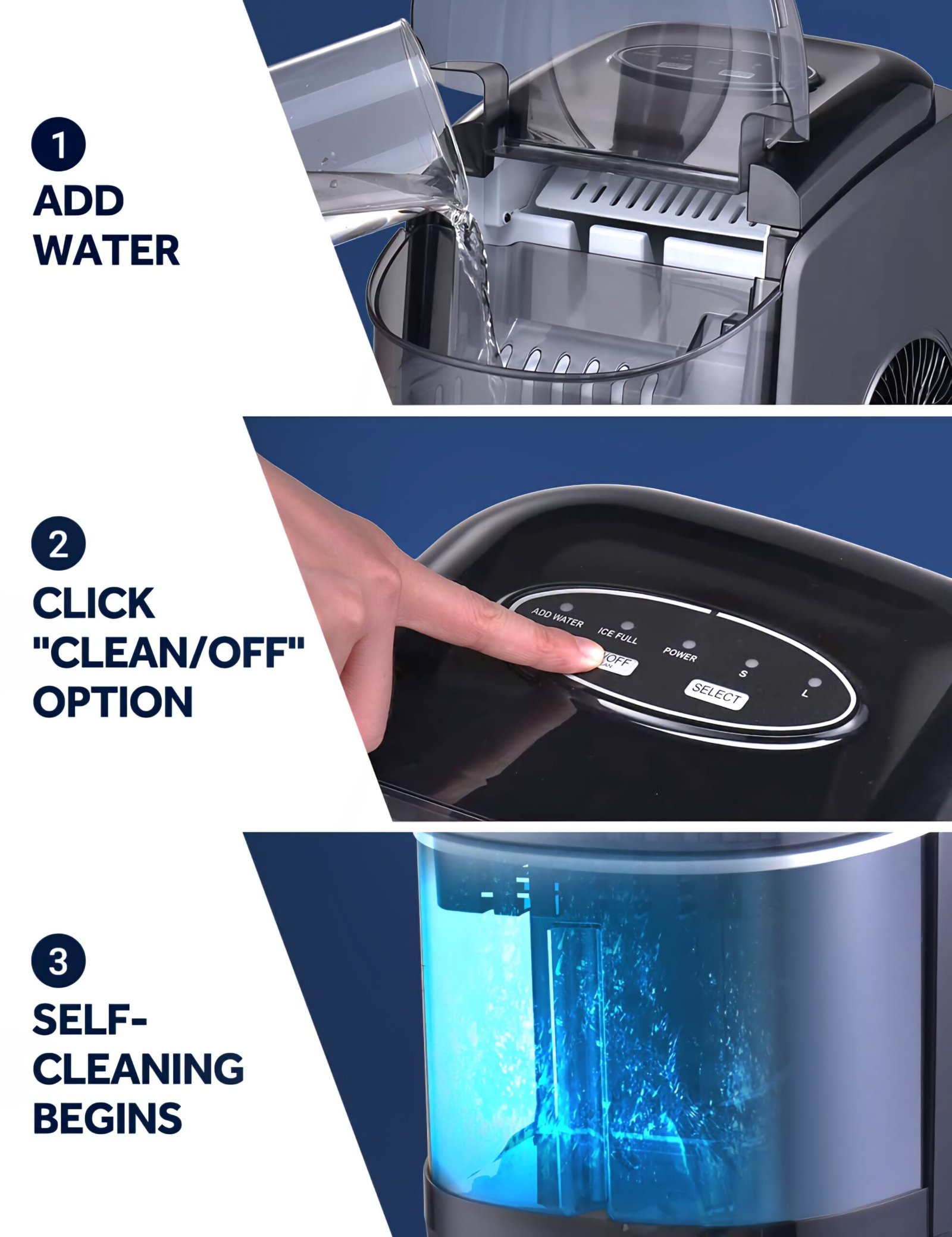 LEONARD USA Ice Cube Maker Machine with Self-Cleaning Function, Automatic with Inverter Technology, Makes Instant Bullet Ice Cubes in 6-8 Minutes, 26 lbs/day (Black) (Based on American Technology) - Image 3