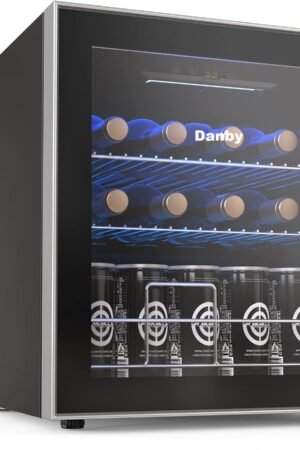 Danby USA 55 L Inverter Wine Chiller l Wine Cooler l Touch Control l LED Interior Light l Toughened Glass Door with UV-Protection (Black)