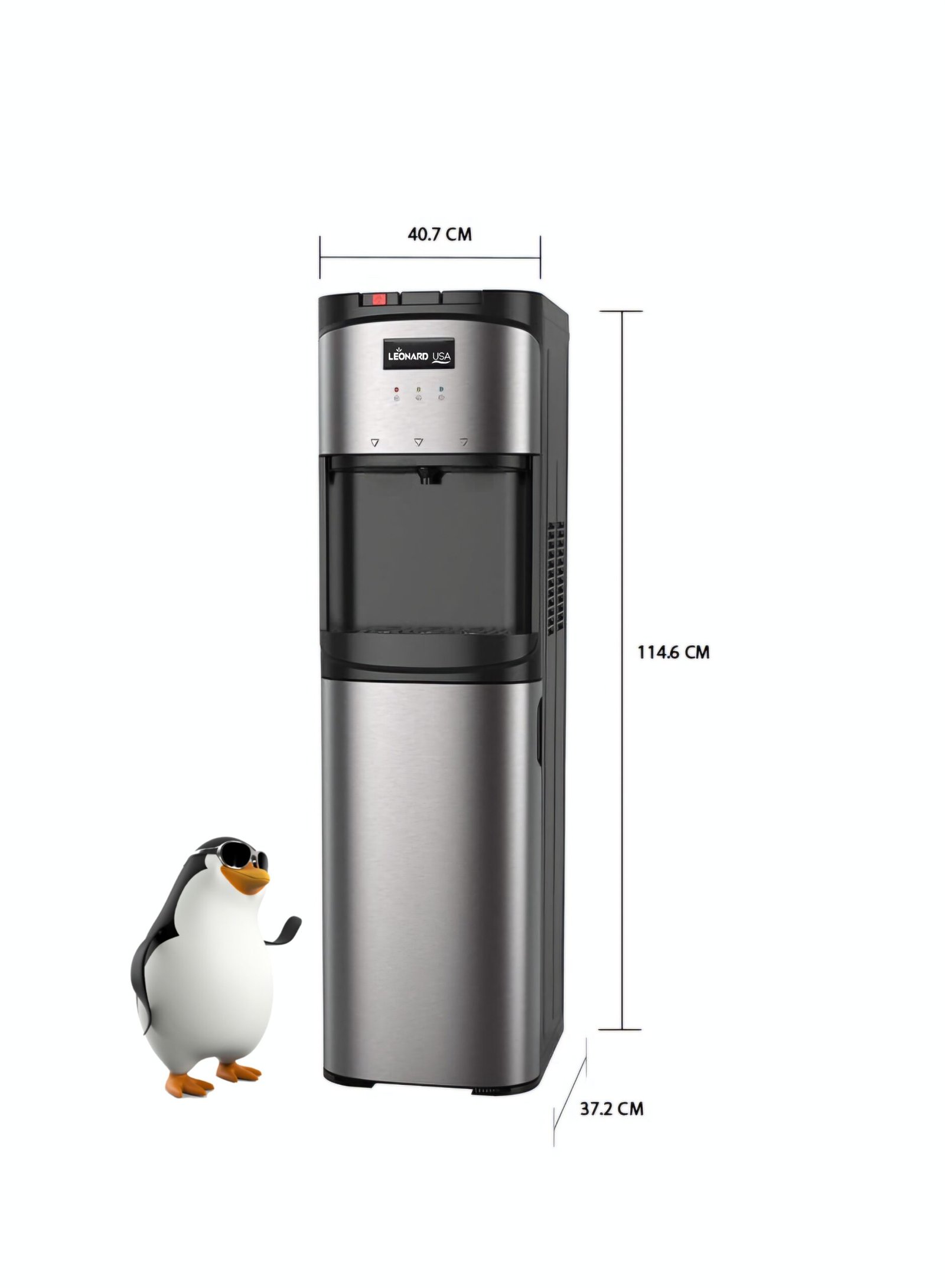LEONARD Usa Bottom Loading Water Dispenser Stainless Steel Hot, Cold & Normal For Home, Office Or Bar, Based On American Technology (Stainless Steel & Black), 5 Liters