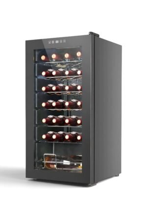 LEONARD USA 82 L Inverter Wine Chiller l Touch Control l Toughened Glass Door with UV-Protection l LED Interior Light (Based on American Technology) (Single Door, Black)