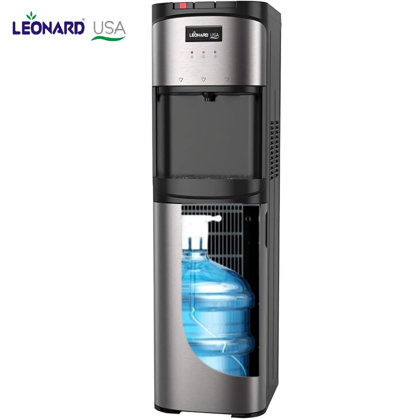 LEONARD Usa Bottom Loading Water Dispenser Stainless Steel Hot, Cold & Normal For Home, Office Or Bar, Based On American Technology (Stainless Steel & Black), 5 Liters
