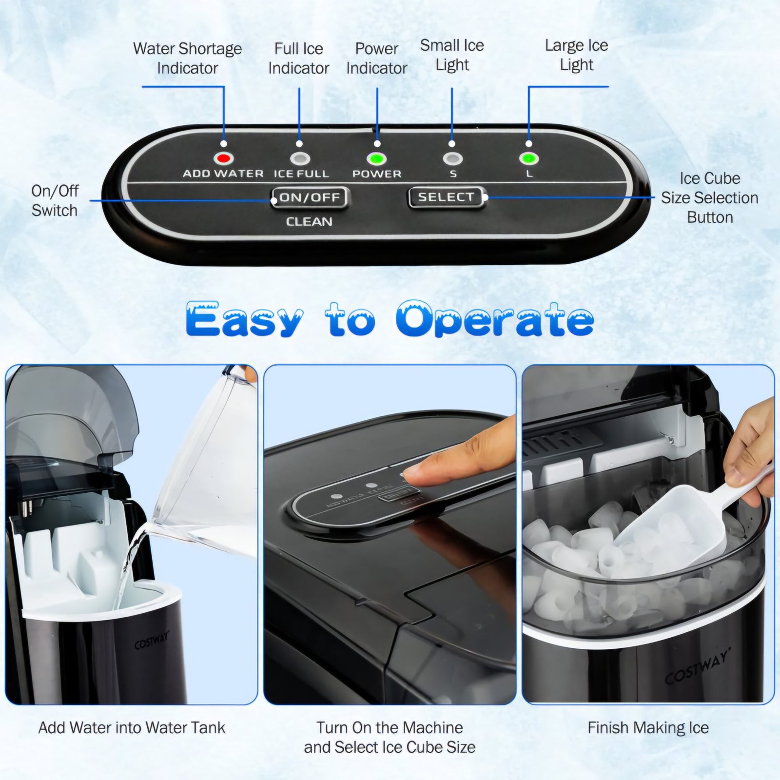 LEONARD USA Ice Cube Maker Machine with Self-Cleaning Function, Automatic with Inverter Technology, Makes Instant Bullet Ice Cubes in 6-8 Minutes, 26 lbs/day (Black) (Based on American Technology) - Image 13