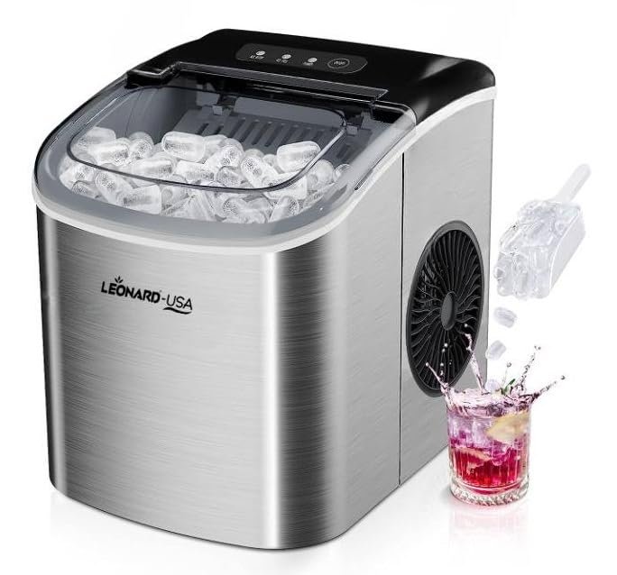 LEONARD USA Ice Maker Machine Stainless Steel with Self-Cleaning Function, Automatic with Inverter Technology, Makes Instant Bullet Ice Cubes in 7-9 Minutes, 12Kg/day (Based on American Technology) - Image 4