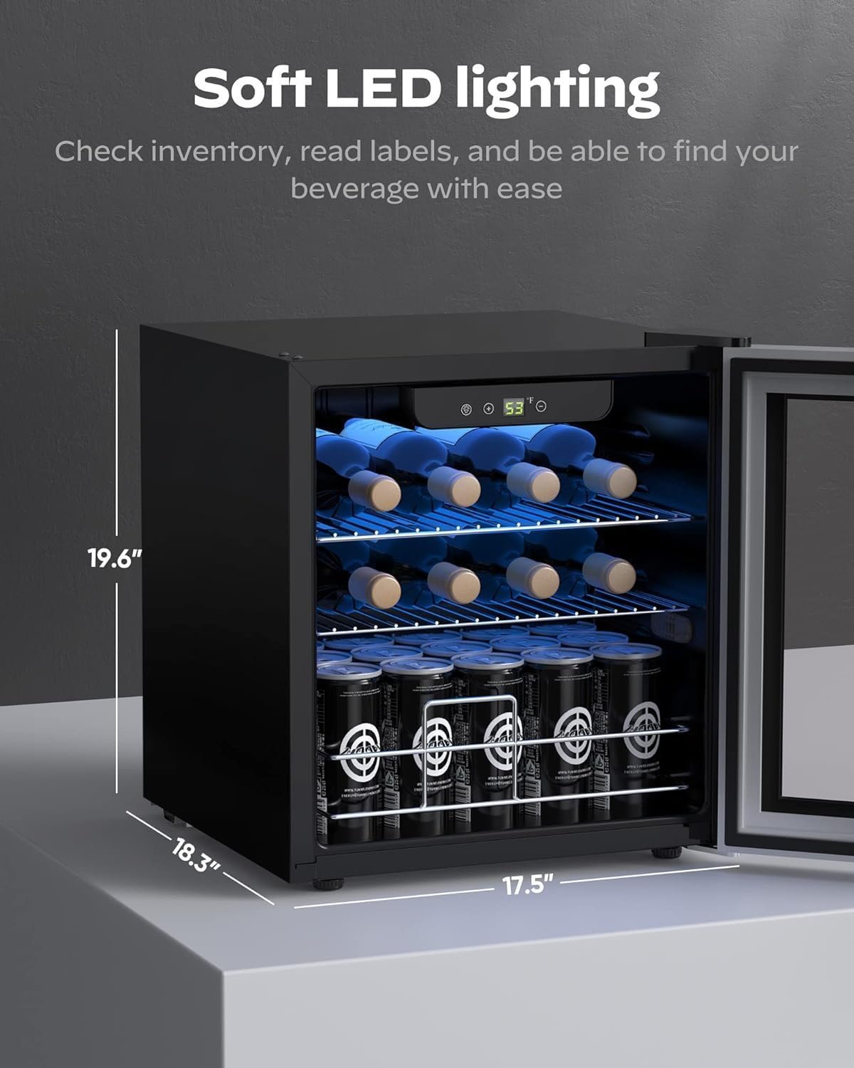 Danby USA 55 L Inverter Wine Chiller l Wine Cooler l Touch Control l LED Interior Light l Toughened Glass Door with UV-Protection (Black)