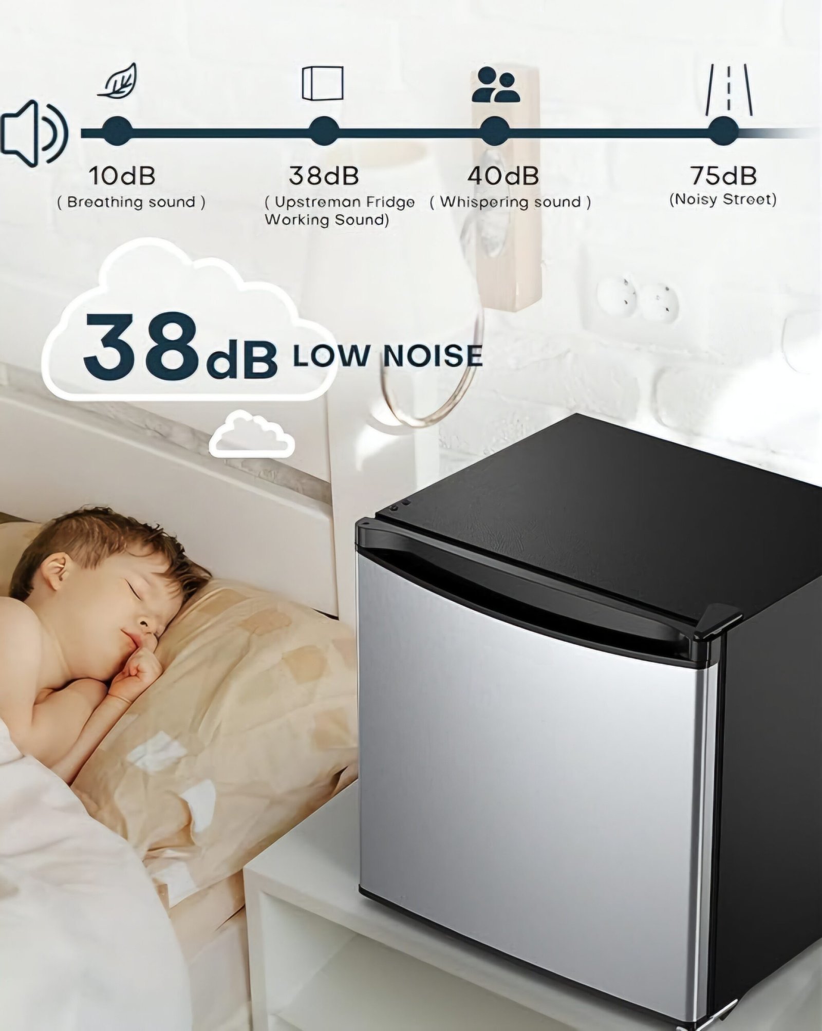 LEONARD USA 60 L Inverter Stainless Steel Door Mini Fridge for Room, Home, Office or Bar (Based on American Technology) (Stainless Steel & Black, LE-USA-SDIMFF, Standard Single door)
