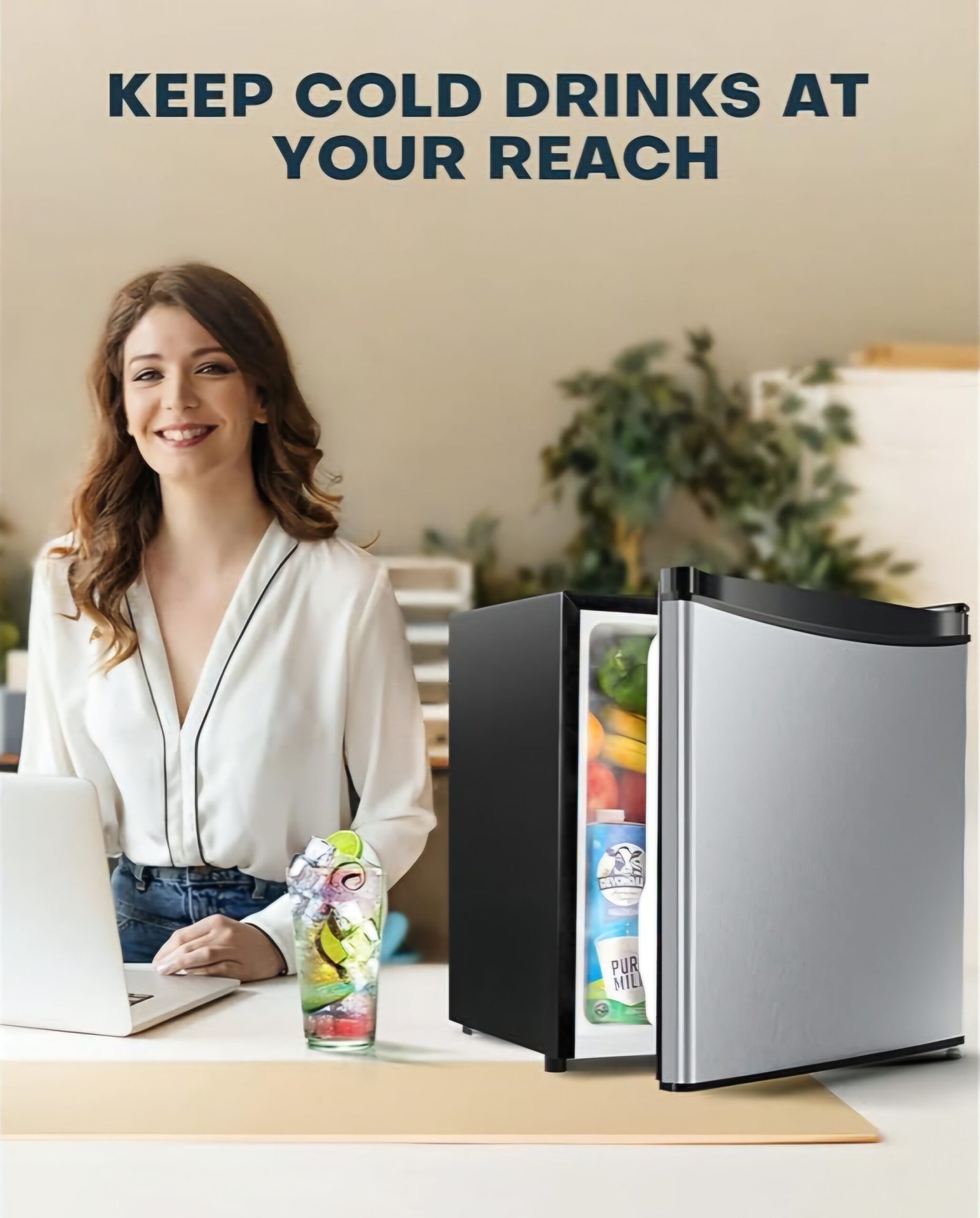 LEONARD USA 60 L Inverter Stainless Steel Door Mini Fridge for Room, Home, Office or Bar (Based on American Technology) (Stainless Steel & Black, LE-USA-SDIMFF, Standard Single door)