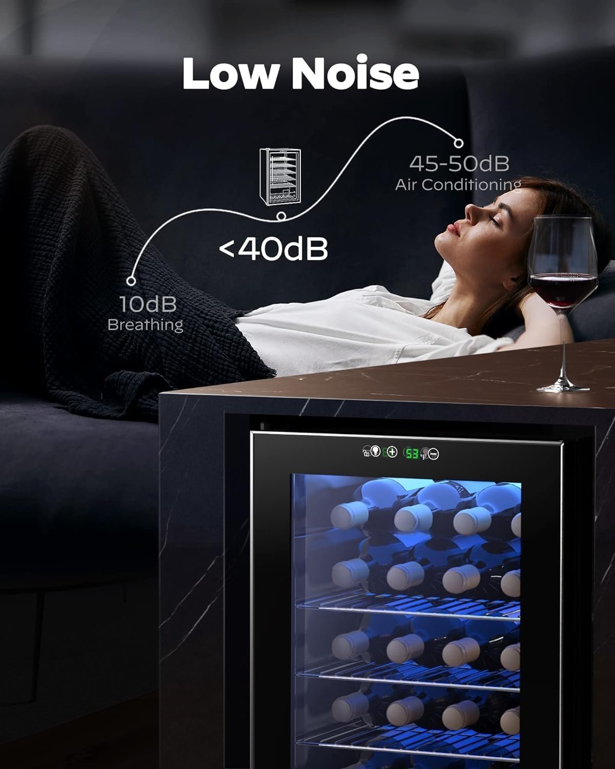 Danby USA 135 L Inverter Wine Chiller l Wine Cooler l Touch Control l Toughened Glass Door with UV-Protection l LED Interior Light for Indian Home Bars & Rooms with 1 Year Warranty