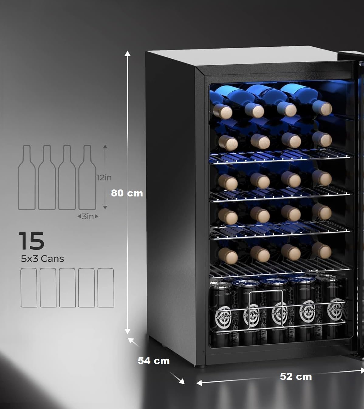 Danby USA 135 L Inverter Wine Chiller l Wine Cooler l Touch Control l Toughened Glass Door with UV-Protection l LED Interior Light for Indian Home Bars & Rooms with 1 Year Warranty