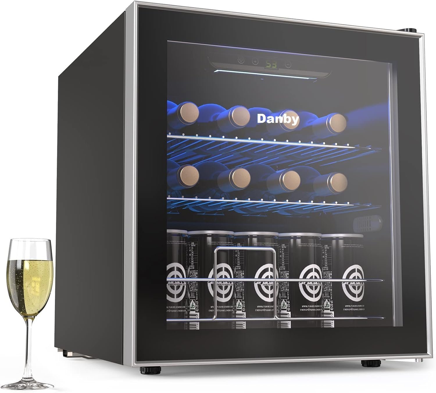 Danby USA 55 L Inverter Wine Chiller l Wine Cooler l Touch Control l LED Interior Light l Toughened Glass Door with UV-Protection (Black)