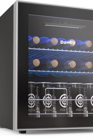Danby USA 55 L Inverter Wine Chiller l Wine Cooler l Touch Control l LED Interior Light l Toughened Glass Door with UV-Protection (Black)