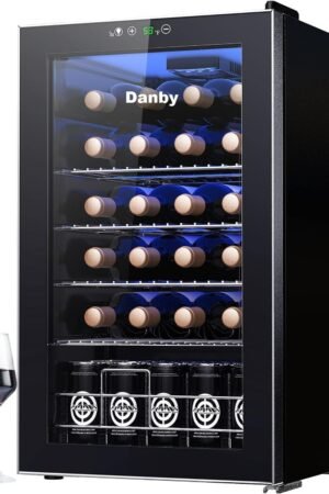 Danby USA 135 L Inverter Wine Chiller l Wine Cooler l Touch Control l Toughened Glass Door with UV-Protection l LED Interior Light for Indian Home Bars & Rooms with 1 Year Warranty