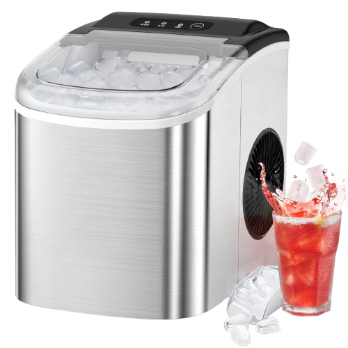 LEONARD USA Ice Maker Machine Stainless Steel with Self-Cleaning Function, Automatic with Inverter Technology, Makes Instant Bullet Ice Cubes in 7-9 Minutes, 12Kg/day (Based on American Technology)