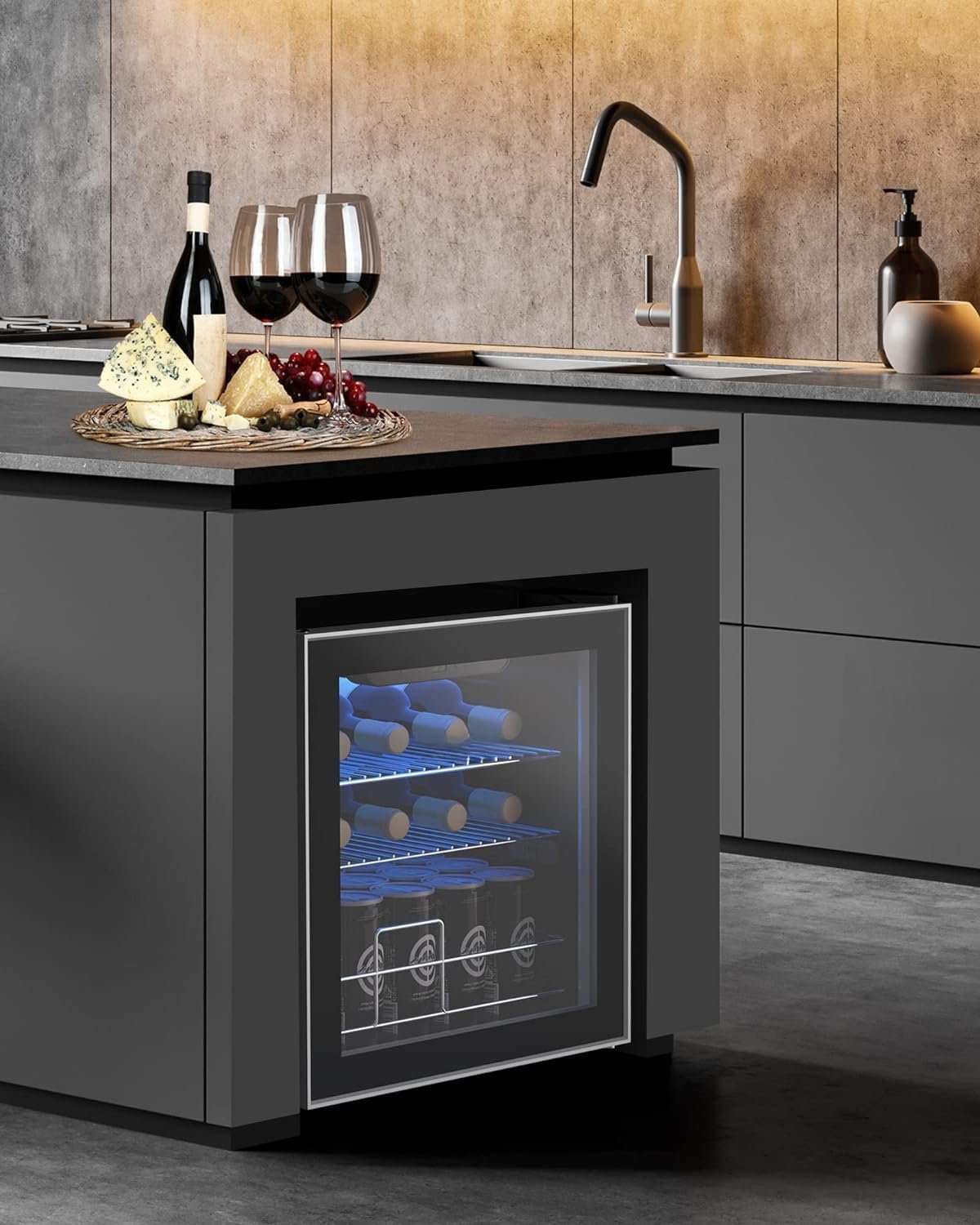 Danby USA 55 L Inverter Wine Chiller l Wine Cooler l Touch Control l LED Interior Light l Toughened Glass Door with UV-Protection (Black)
