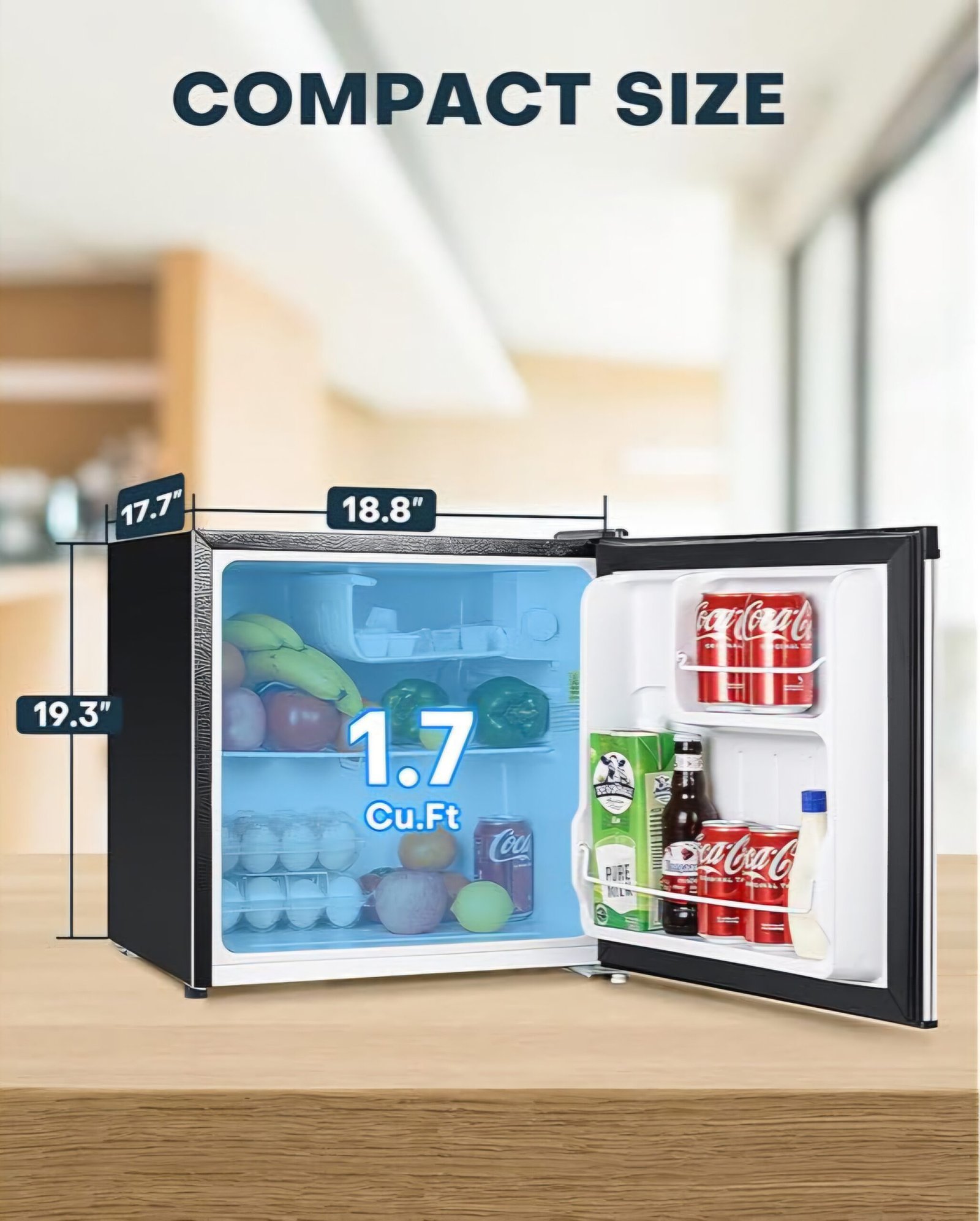 LEONARD USA 60 L Inverter Stainless Steel Door Mini Fridge for Room, Home, Office or Bar (Based on American Technology) (Stainless Steel & Black, LE-USA-SDIMFF, Standard Single door)