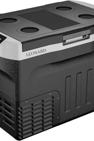 LEONARD LEONARD USA Car Fridge Cooler Freezer 35 L With Compressor, Vehicle Refrigerator With 12/24V DC 110-240V AC For Indian Cars, SUV, RV, Camping, Outdoor (Black) (Based On American Technology)