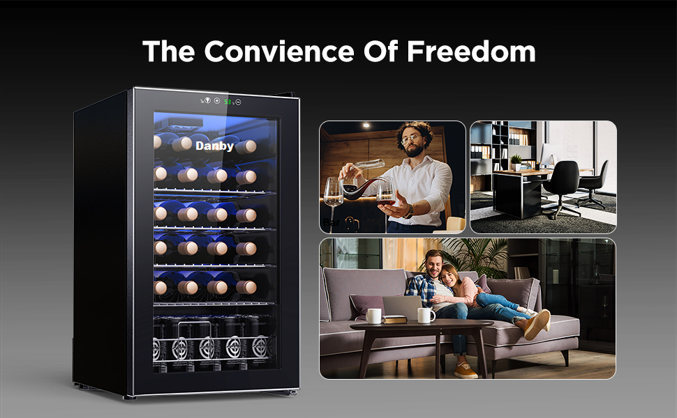 Danby USA 135 L Inverter Wine Chiller l Wine Cooler l Touch Control l Toughened Glass Door with UV-Protection l LED Interior Light for Indian Home Bars & Rooms with 1 Year Warranty