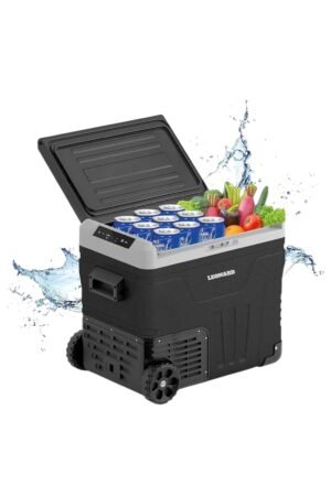 LEONARD USA Car Fridge 50 L with Compressor 12 Volt, Vehicle Refrigerator with 12/24V DC 110-240V AC for Indian Cars, SUV, RV, Camping, Outdoor and Home (Black) (Based on American Technology)