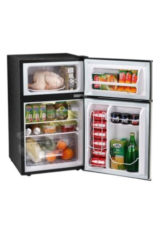 LEONARD USA 115 L Inverter Double Door Mini Fridge for Home Small Fridge with Separate Deep Freezer Compartment & Interior Light for Bar (Based on American Technology) (Black & Silver)